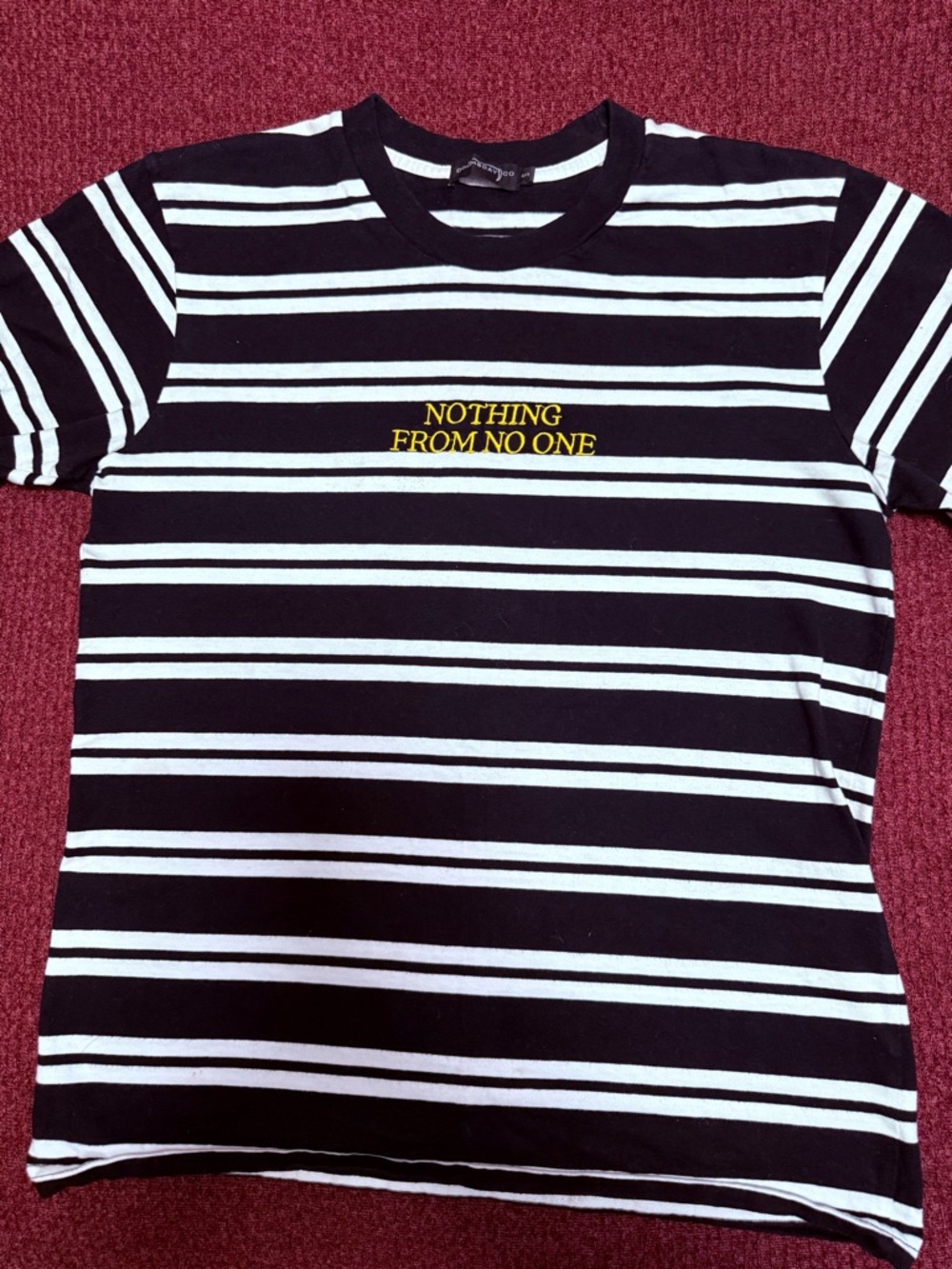 NWOT Stripe Tee Grunge Skater Indie Embroidered Nothing From No One OG Doomsday